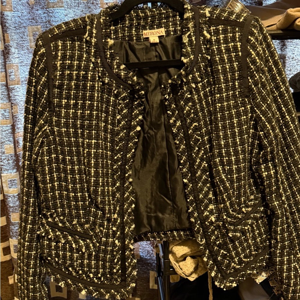 Merona Black and White Tweed Jacket